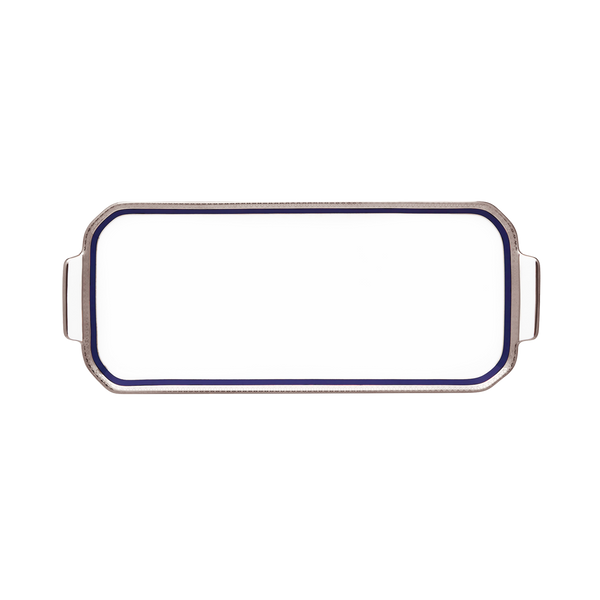 Set of 1 Oblong Cake Platter Symphonie blue platinum