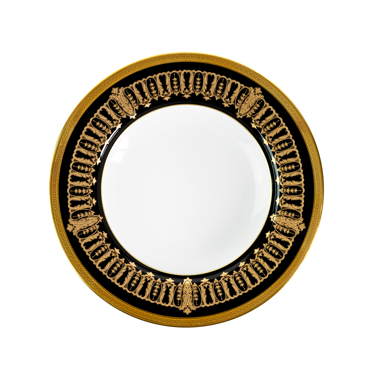 Set of 2 Rim Soup Plates Saint Honoré black gold