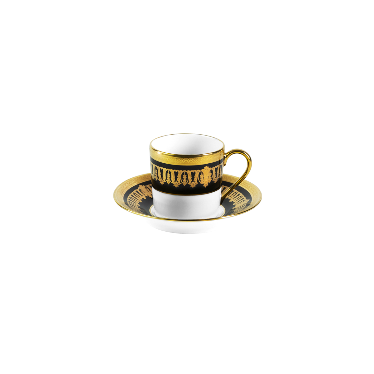 Set of 2 Coffee Cups and Saucers Saint Honoré black gold
