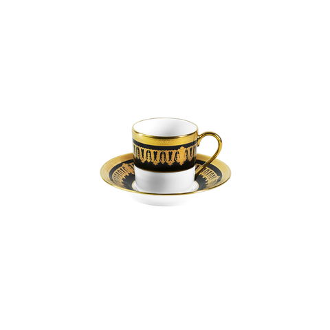 Set of 2 Coffee Cups and Saucers Saint Honoré black gold