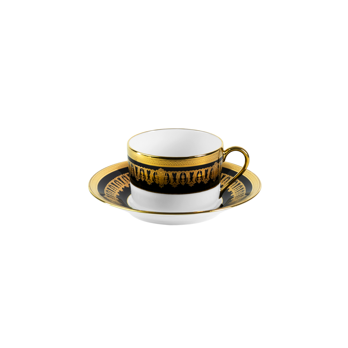 Set of 2 Teacups and Saucers Saint Honoré black gold
