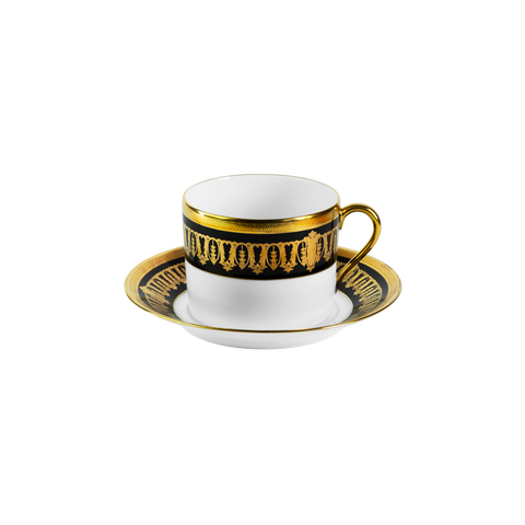 Set of 2 Cappuccino Cups and Saucers Saint Honoré black gold