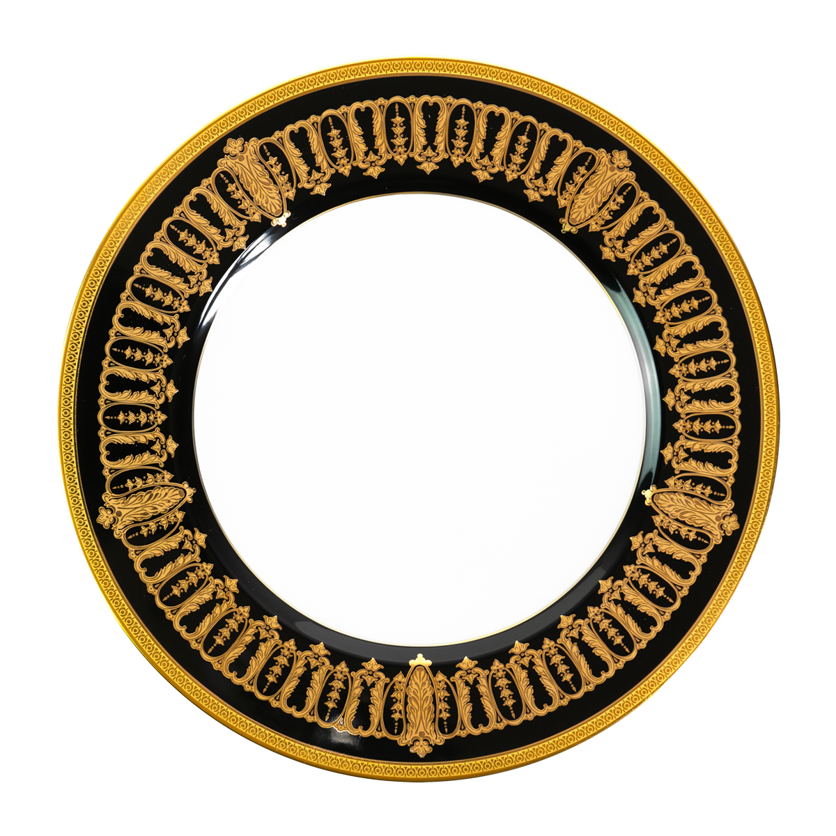 Set of 2 Large Dinner Plates Saint Honoré black gold