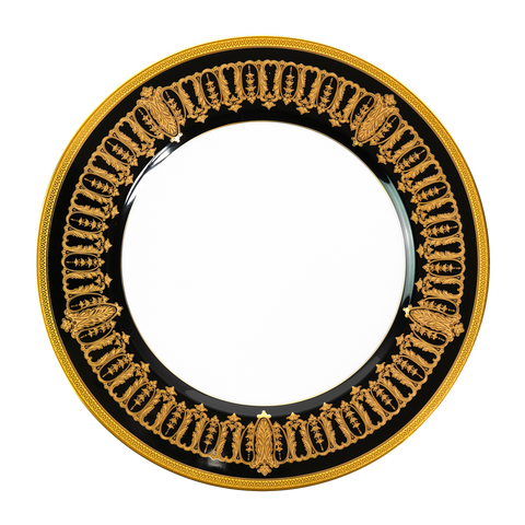 Set of 2 Large Dinner Plates Saint Honoré black gold