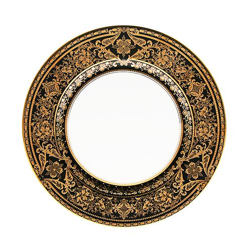 Set of 2 Large Dinner Plates Matignon black gold
