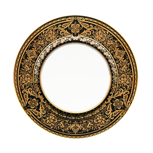 Set of 2 Large Dinner Plates Matignon black gold