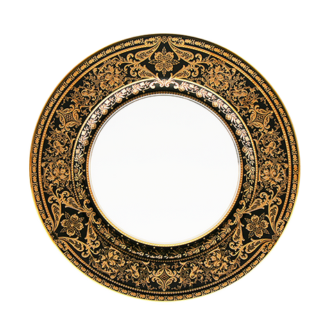 Set of 2 Large Dinner Plates Matignon bleu de four gold
