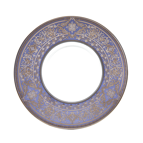 Set of 2 Large Dinner Plates Matignon white platinum