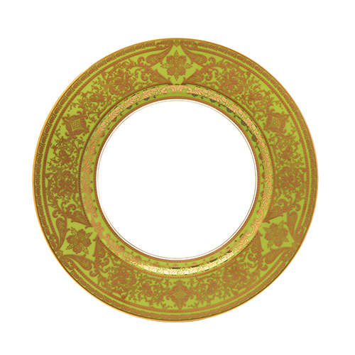 Set of 2 Dessert Plates Matignon apple green gold
