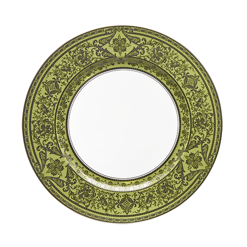 Set of 2 Large Dinner Plates Matignon white platinum