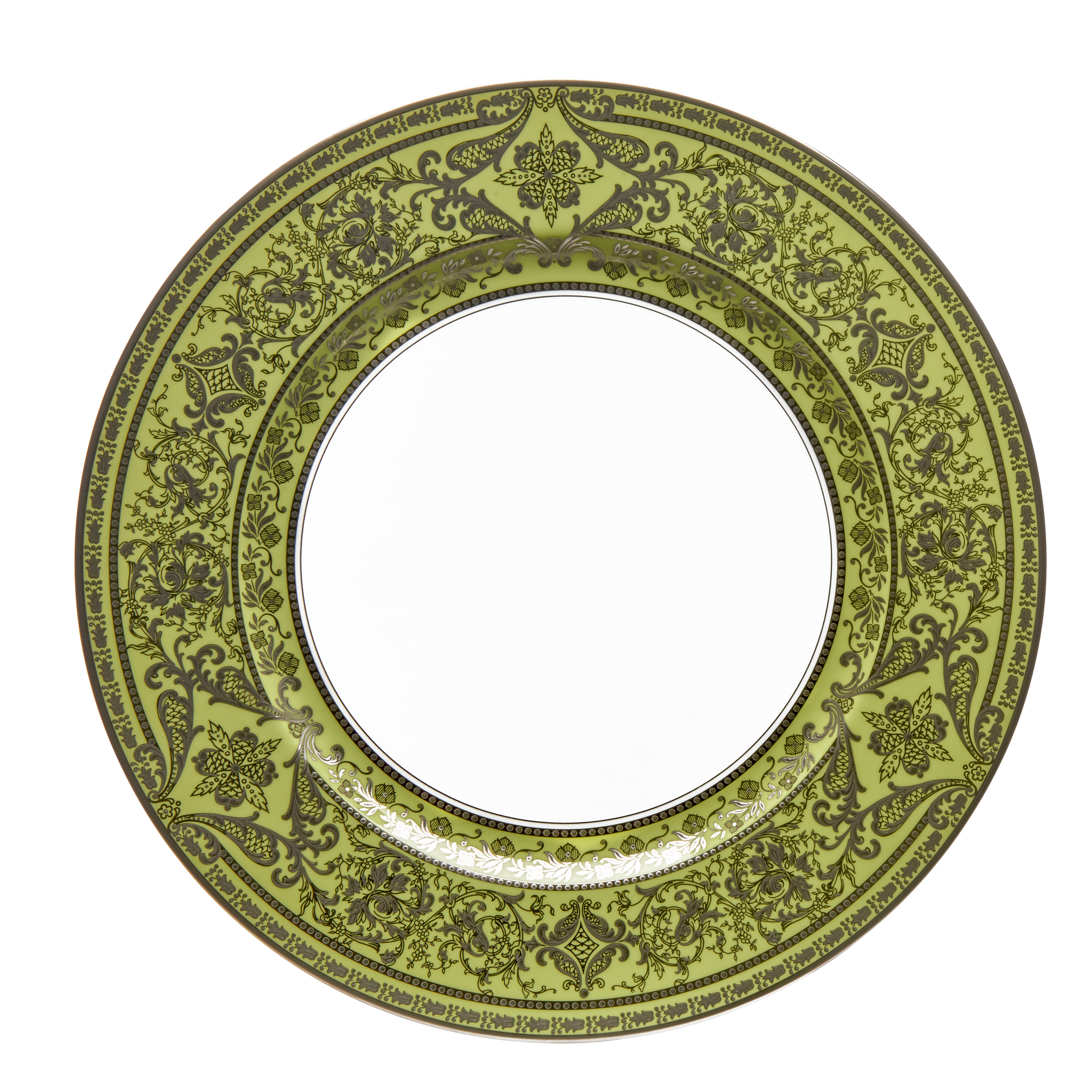 Set of 2 Large Dinner Plates Matignon apple green platinum