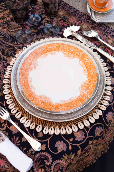 Set of 2 Large Dinner Plates - Romane Orange