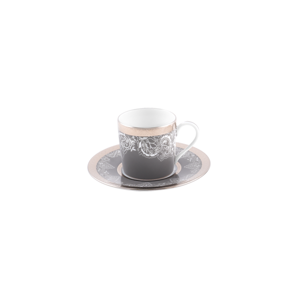 Set of 2 Coffee Cups and Saucers Romane gray