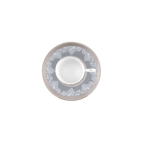 Set of 4 Coffee Cups & Saucers - Romane Grey