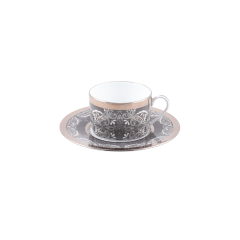 Set of 4 Teacups & Saucers - Romane Grey