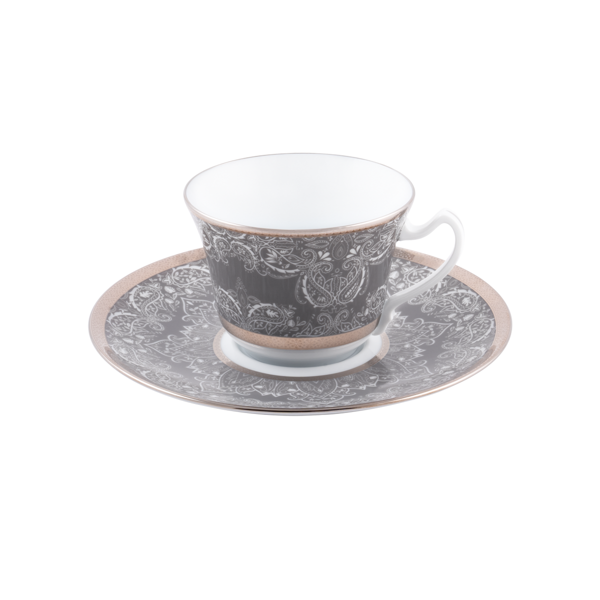 Set of 1 XL Cappuccino Cup and Saucer Romane gray