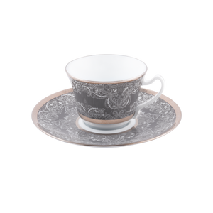 Set of 1 XL Cappuccino Cup and Saucer Romane gray