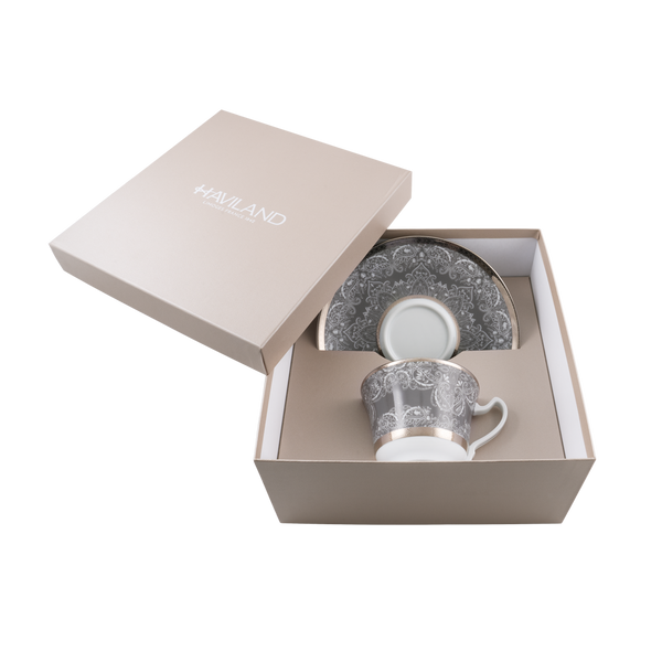 XL Cappuccino Cup & Saucer - Romane Grey