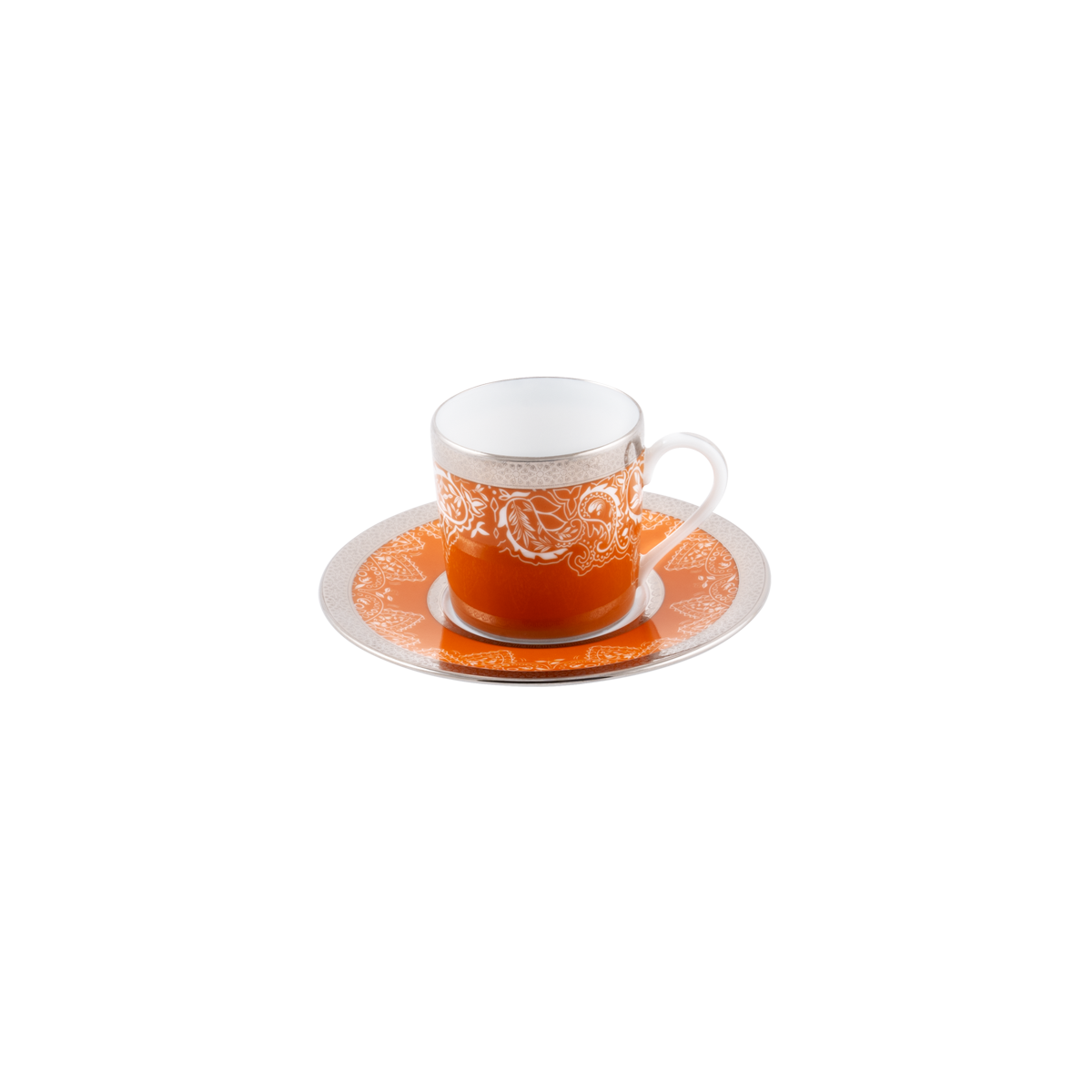 Set of 4 Coffee Cups and Saucers - Romane Orange