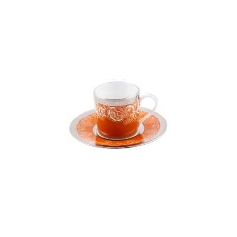 Set of 4 Coffee Cups and Saucers - Romane Orange