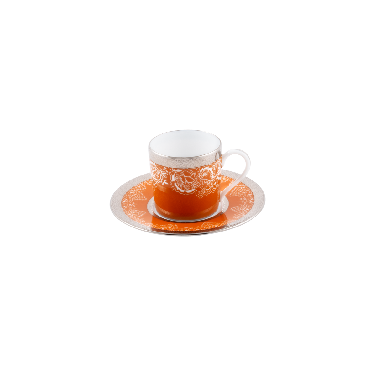 Set of 4 Coffee Cups Saucers Romane orange