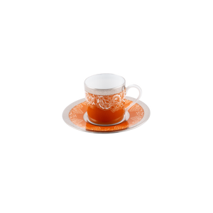 Set of 4 Coffee Cups Saucers Romane orange