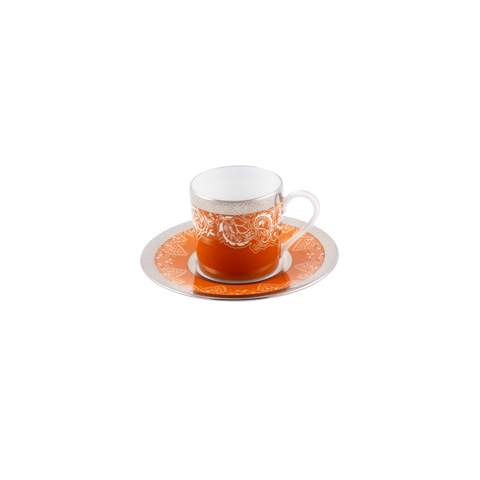 Set of 4 Coffee Cups Saucers Romane orange