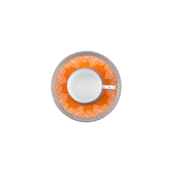Set of 4 Coffee Cups Saucers Romane orange