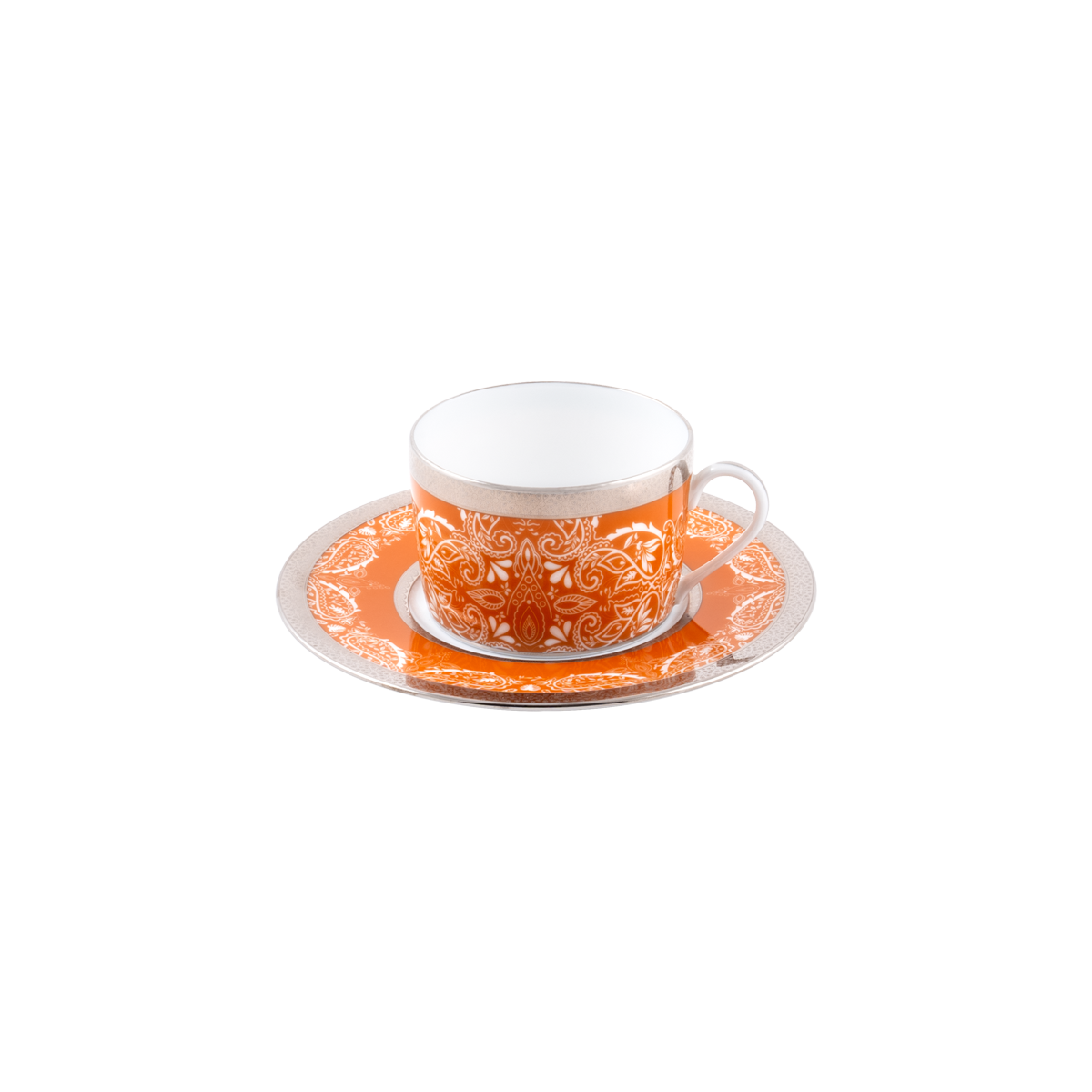 Set of 4 Teacups and Saucers - Romane Orange