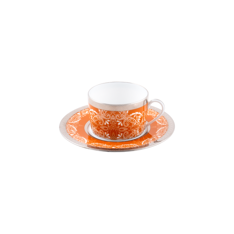 Romane orange teacup and saucer