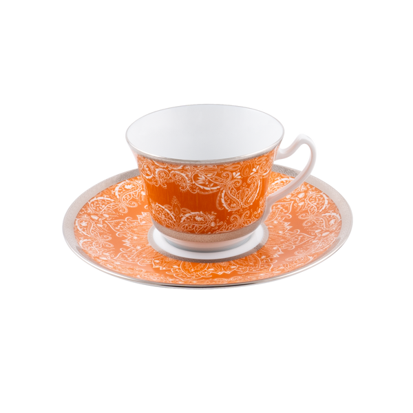XL Cappuccino Cup and Saucer - Romane Orange