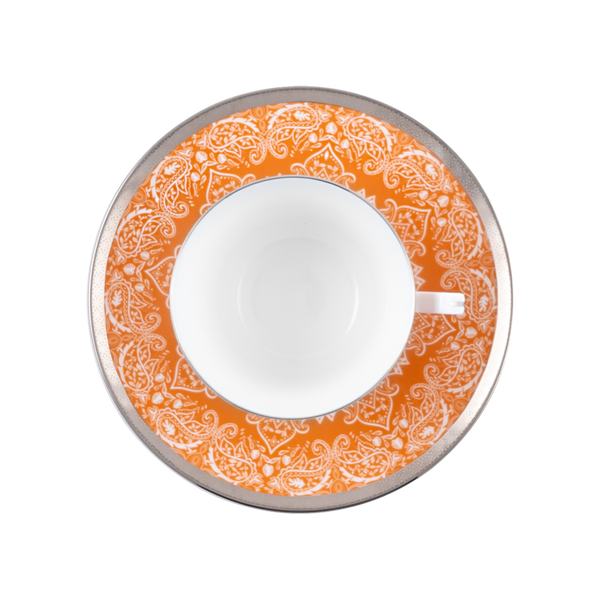 XL Cappuccino Cup and Saucer - Romane Orange