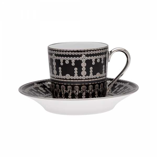 Set of 2 Coffee Cups and Saucers Tiara prussian blue platinum