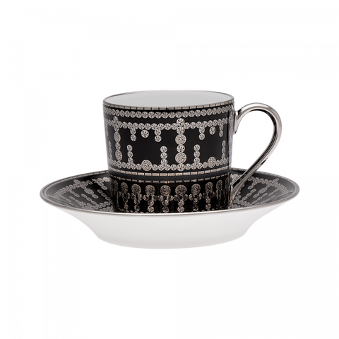 Set of 2 Coffee Cups and Saucers Tiara prussian blue platinum
