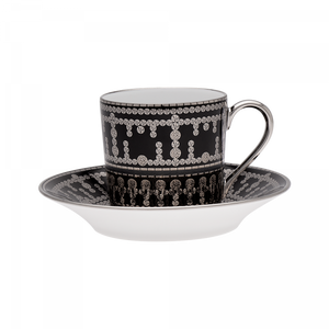 Set of 2 Coffee Cups and Saucers Tiara black platinum