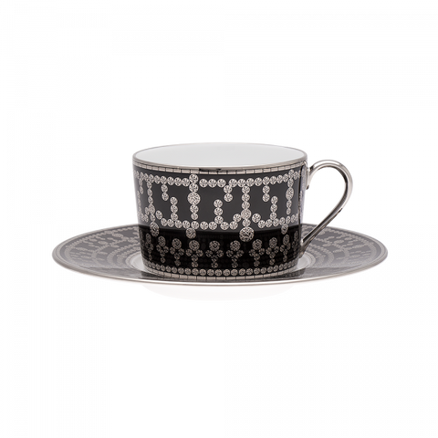 Set of 2 Teacups and Saucers Tiara black platinum