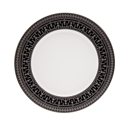 Set of 2 Large Dinner Plates Tiara white platinum