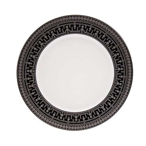 Set of 2 Large Dinner Plates Tiara white platinum