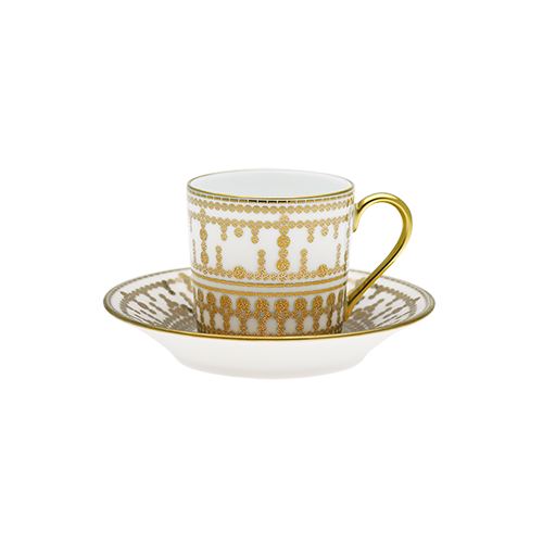 Set of 2 Coffee Cups and Saucers Tiara white gold