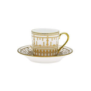 Set of 2 Coffee Cups and Saucers Tiara black gold