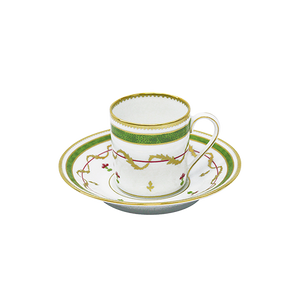 Set of 2 Coffee Cups and Saucers Vieux Paris Vert