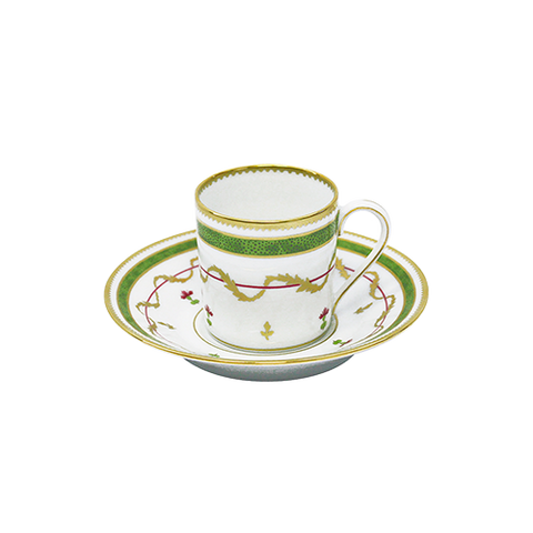 Set of 2 Coffee Cups and Saucers Vieux Paris Vert
