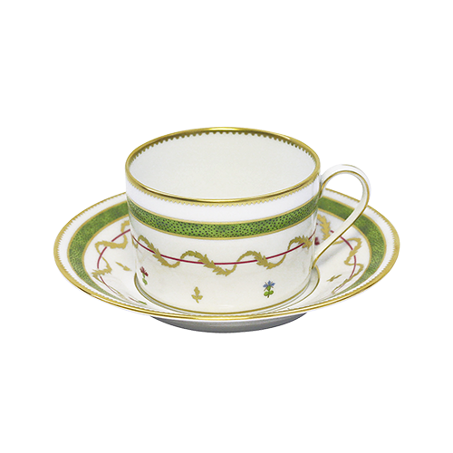 Set of 2 Teacups and Saucers Vieux Paris Vert