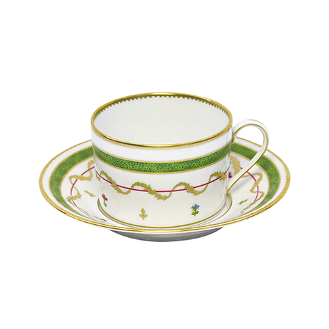 Set of 2 Teacups and Saucers Vieux Paris Vert