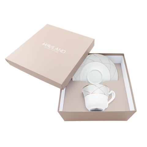 Set of 1 XL Cappuccino Cup and Saucer Clair De Lune Arcades