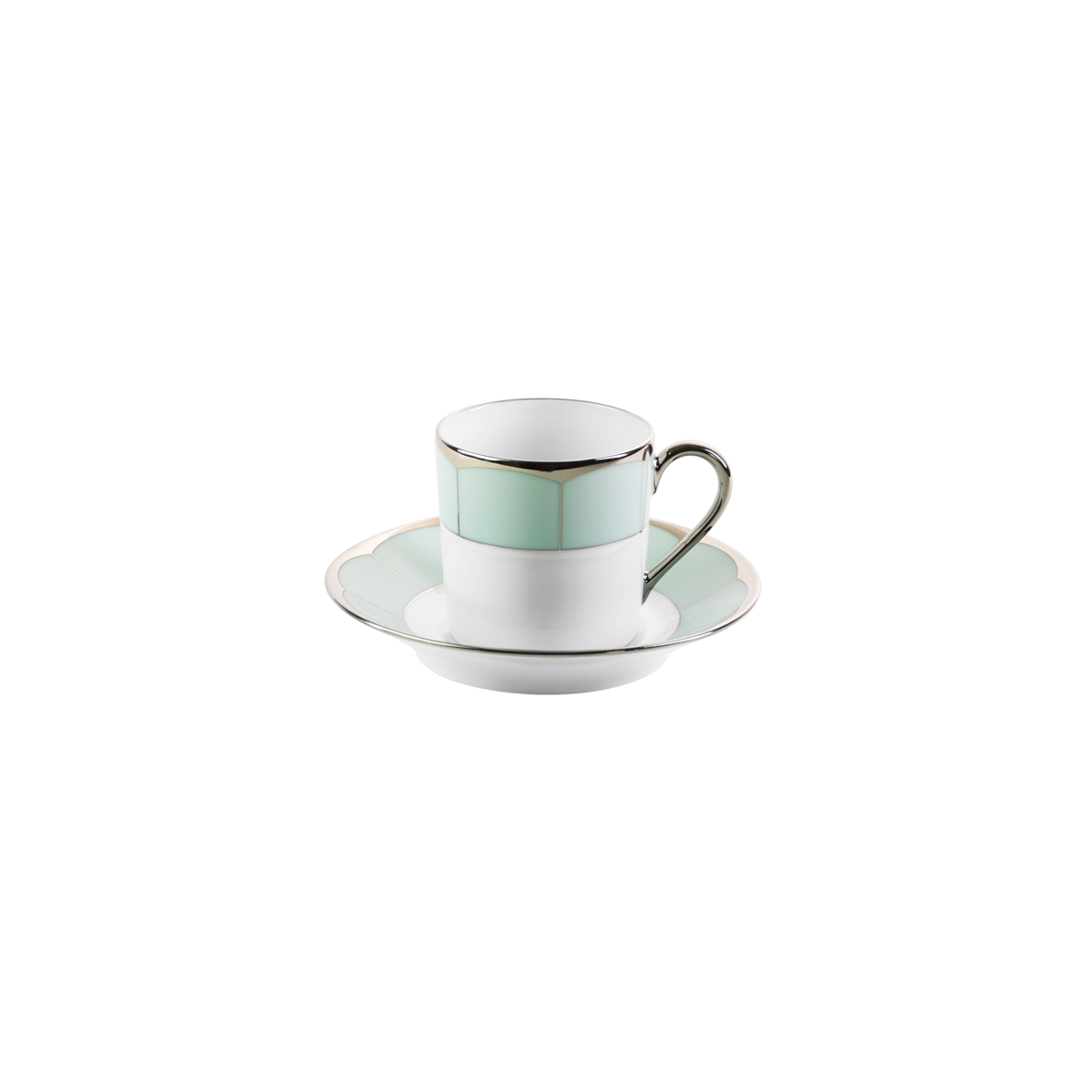 Set of 2 Coffee Cups and Saucers Illusion mint by Barbara Barry