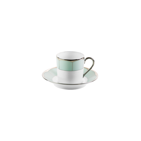 Set of 2 Coffee Cups and Saucers Illusion mint by Barbara Barry