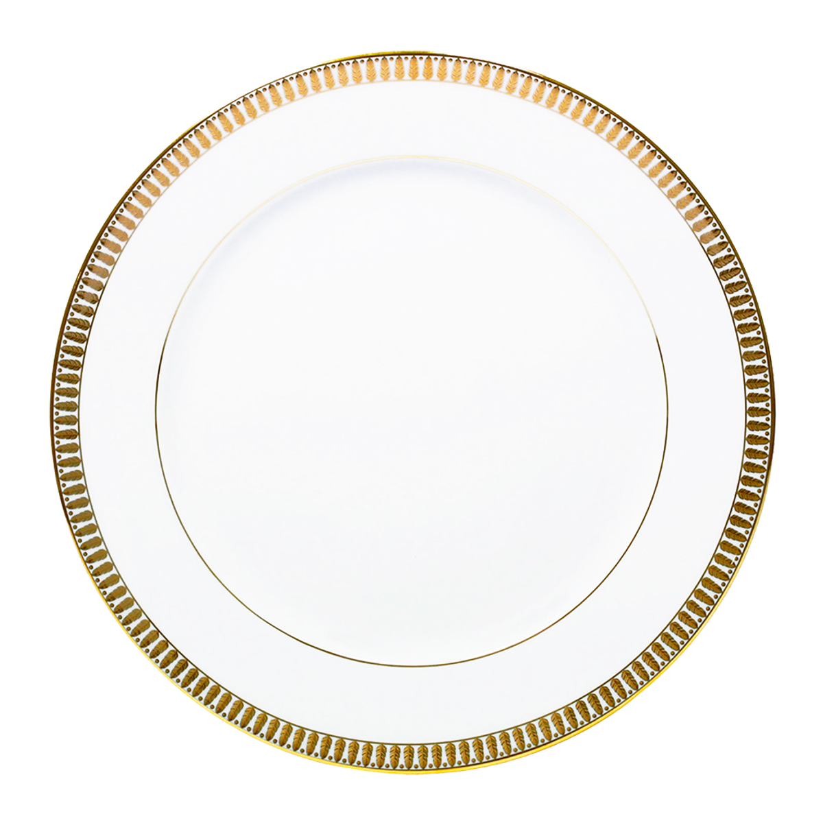 Set of 2 Large Dinner Plates Plumes gold