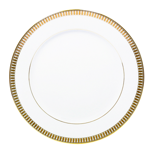 Set of 2 Large Dinner Plates Plumes gold