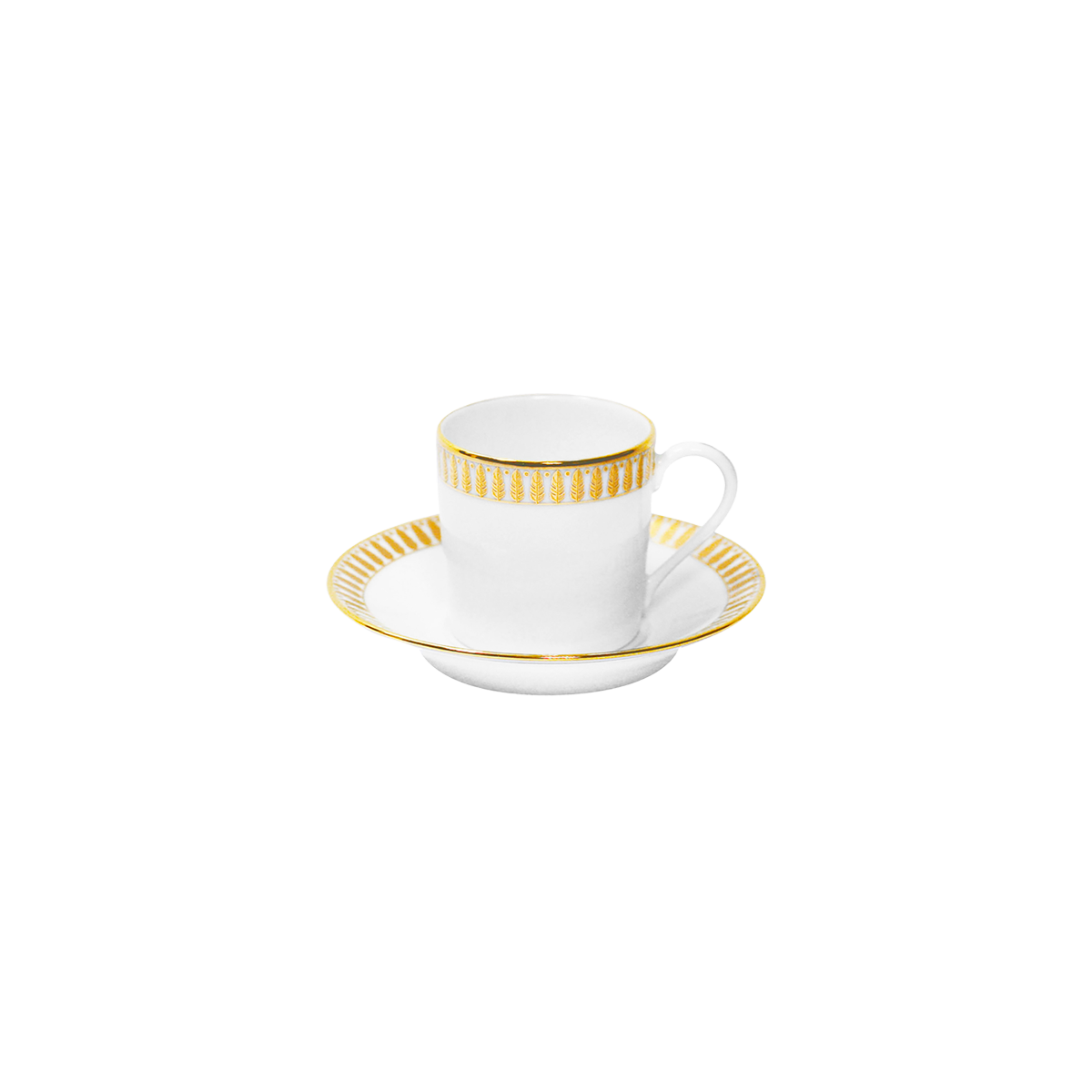 Set of 2 Coffee Cups and Saucers Plumes gold